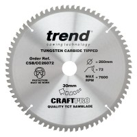Trend CSB/CC26072 Craft Blade Cc 260mm X 72t X 30mm £41.56